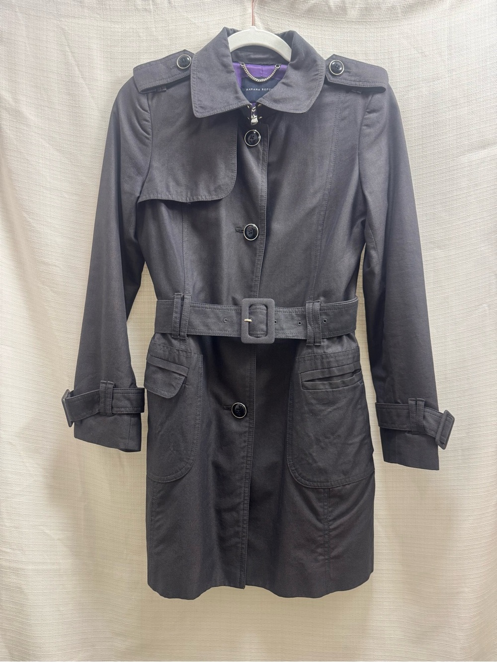 Banana Republic Dark Gray Trench Coat with Belt